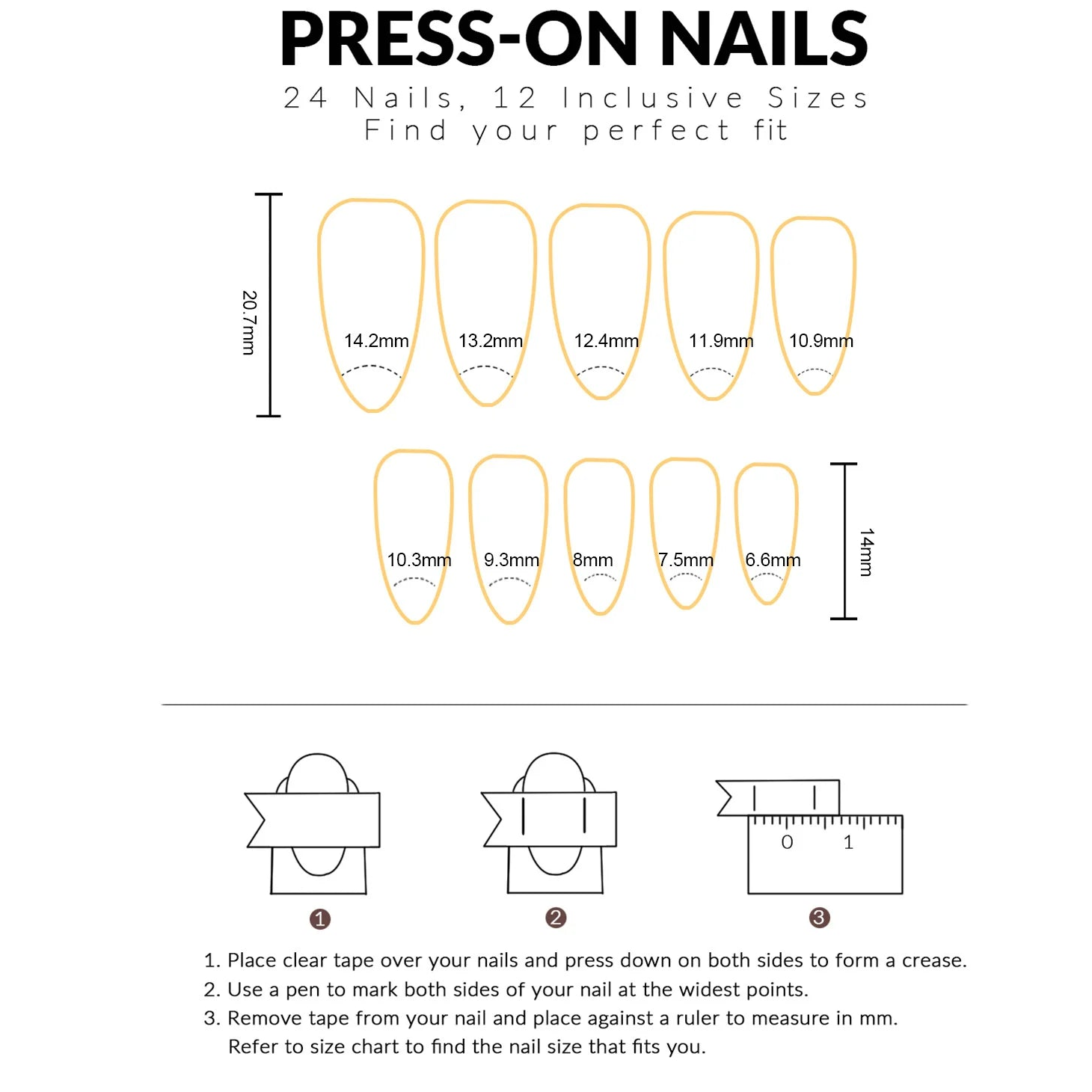 24pcs Tropical Flower Press-On Nails – Colorful French with 3D Design