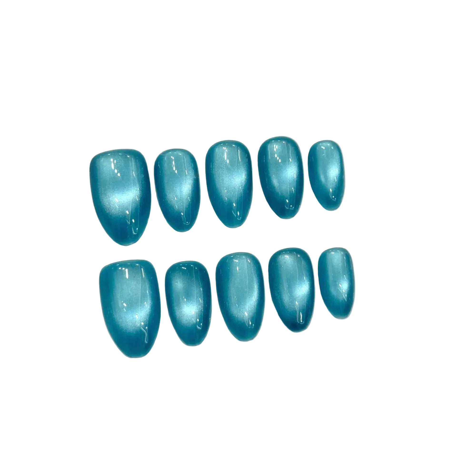 Cat Eye Press-On Nails – Glossy Glass Bead Effect (10 pcs)