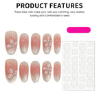 10pcs Solid Color Handmade Fake Nails 3D Relief Ice Crystal Flower Press On Nails Sweet Blush Cat's Eye Glossy Almond False Nail