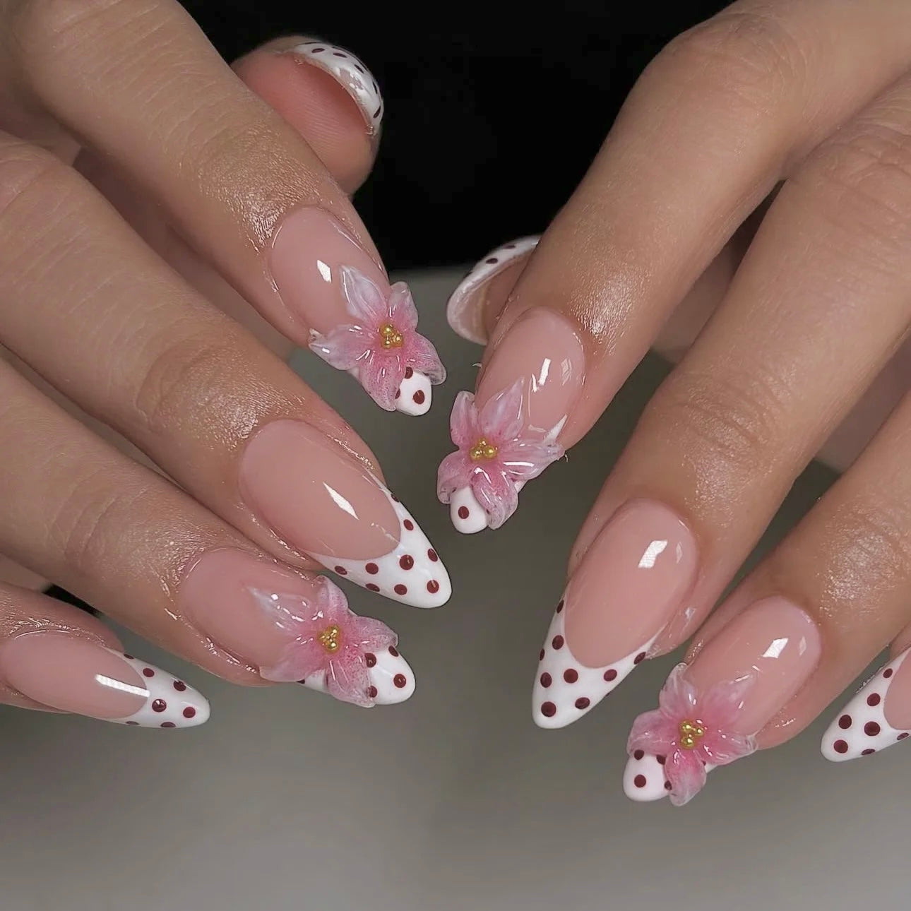 Tropical 3D Flower Press-On Nails – Colorful French & Crystal Design 🌺✨ (24 pcs)