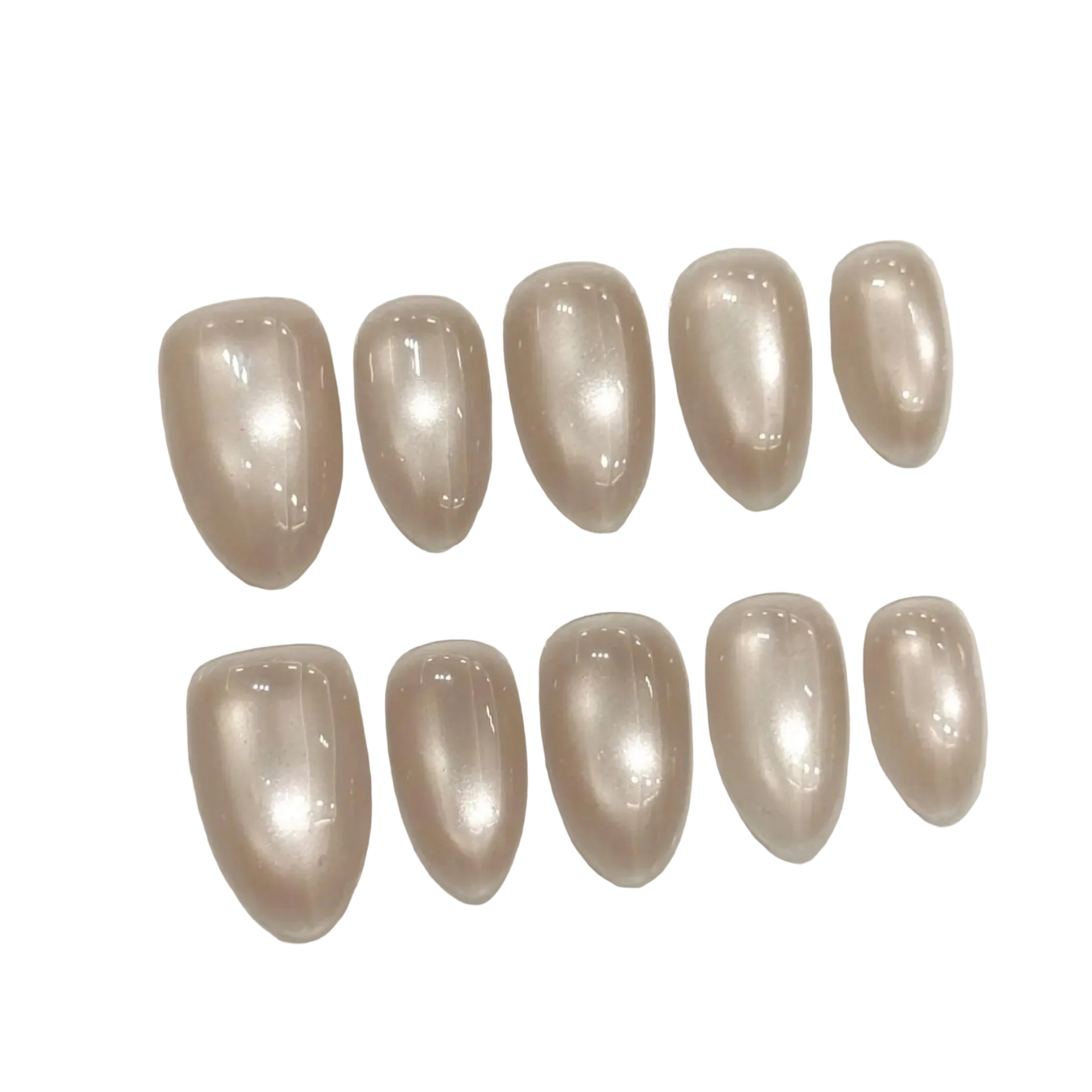Cat Eye Press-On Nails – Glossy Glass Bead Effect (10 pcs)