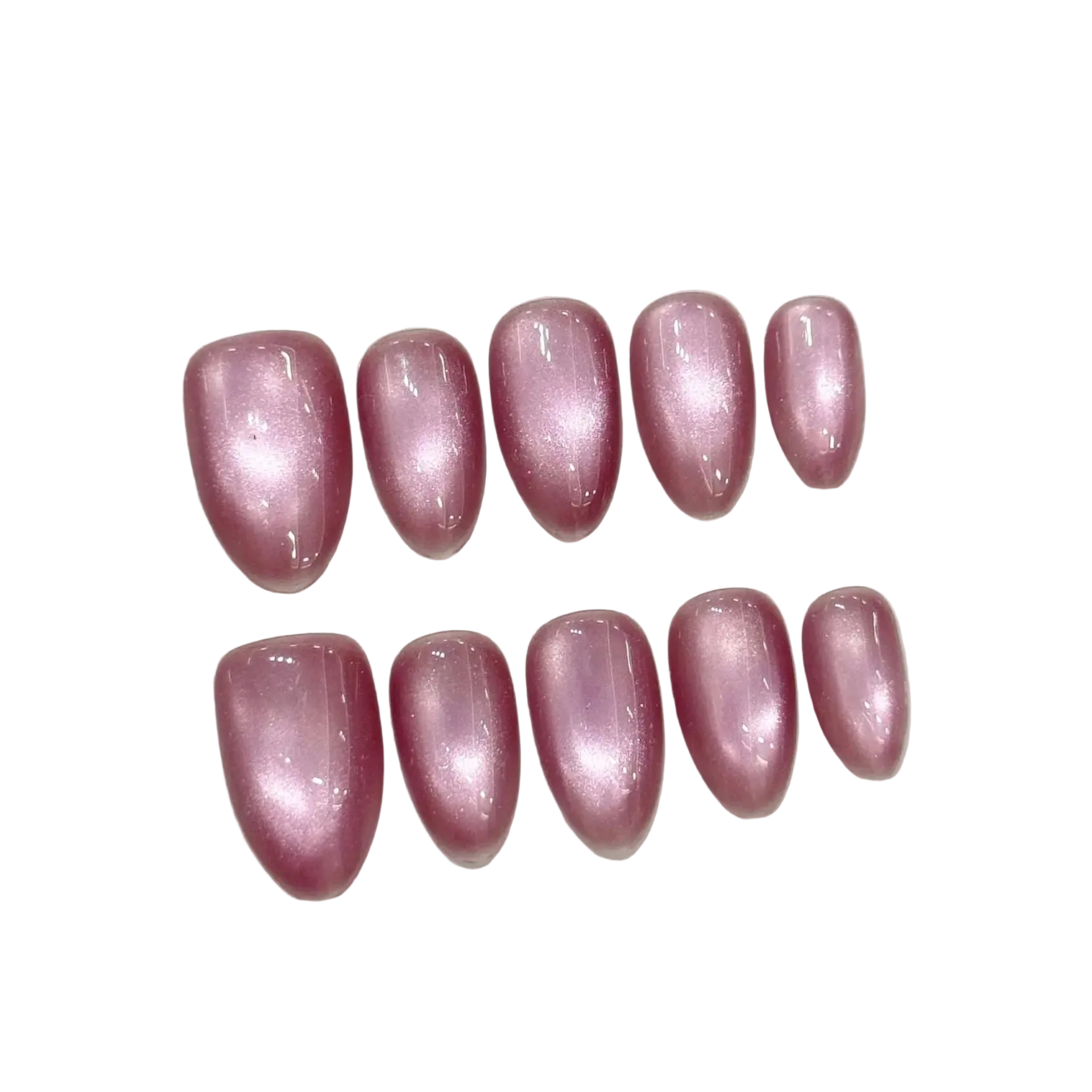 Cat Eye Press-On Nails – Glossy Glass Bead Effect (10 pcs)