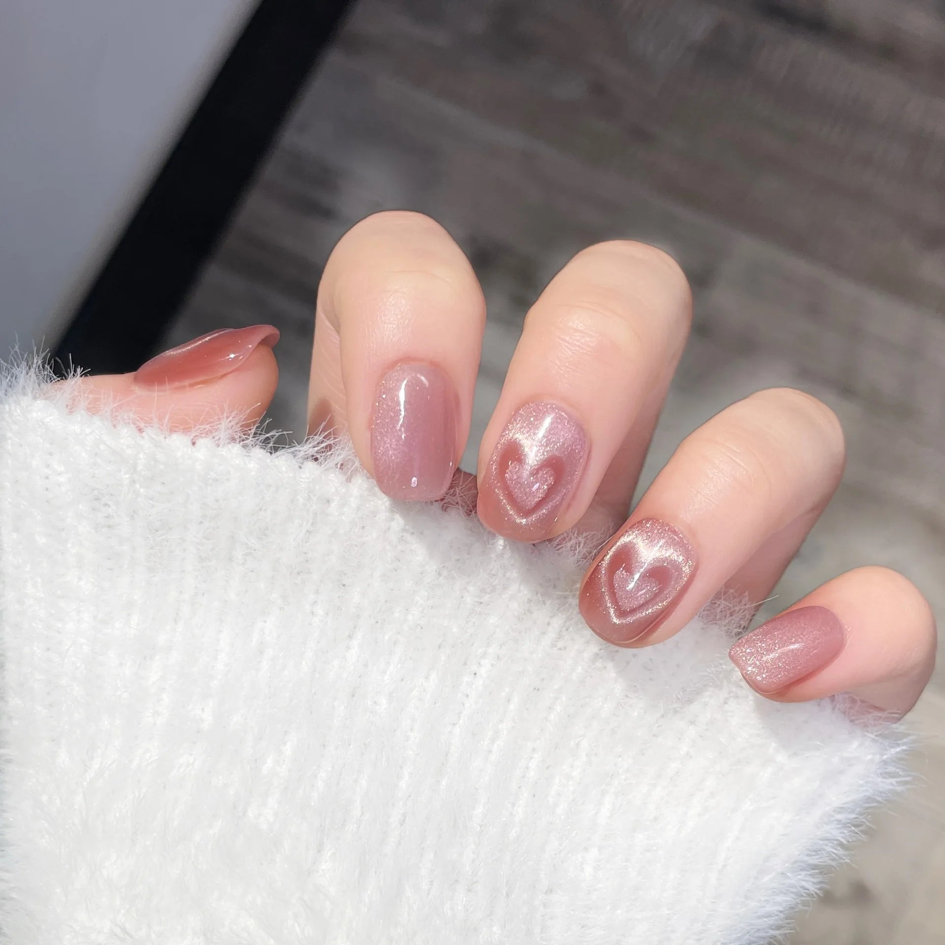 Pink Cat Eyes Press-On Nails – Love Heart Designs