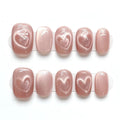 Pink Cat Eyes Press-On Nails – Love Heart Designs