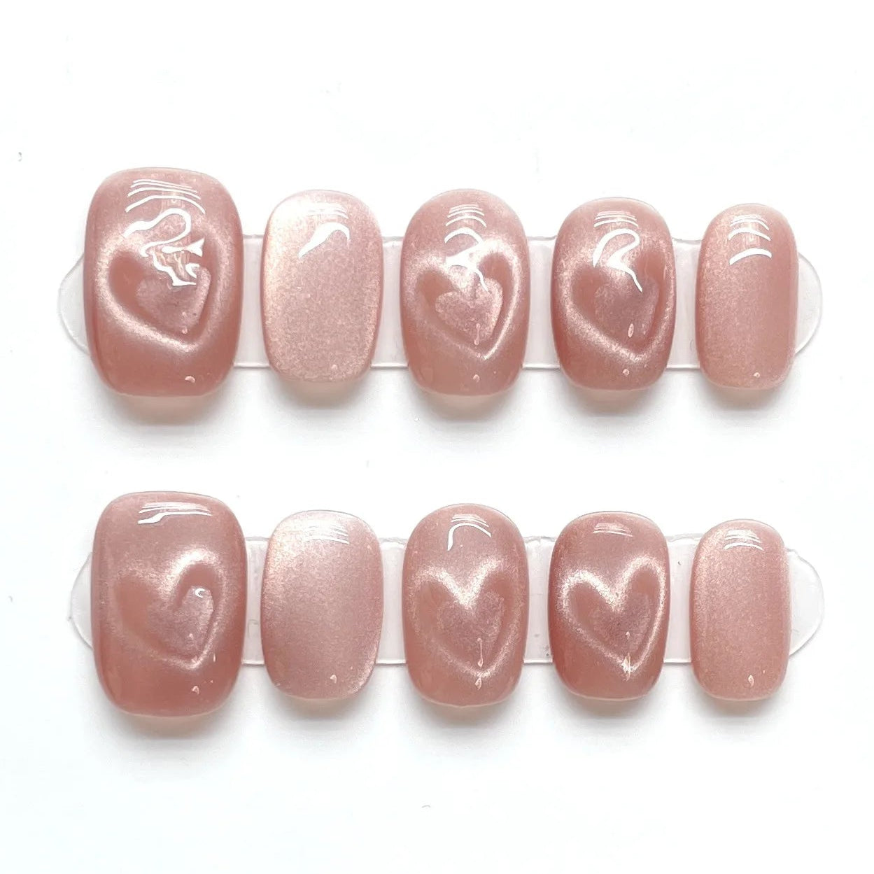 Pink Cat Eyes Press-On Nails – Love Heart Designs